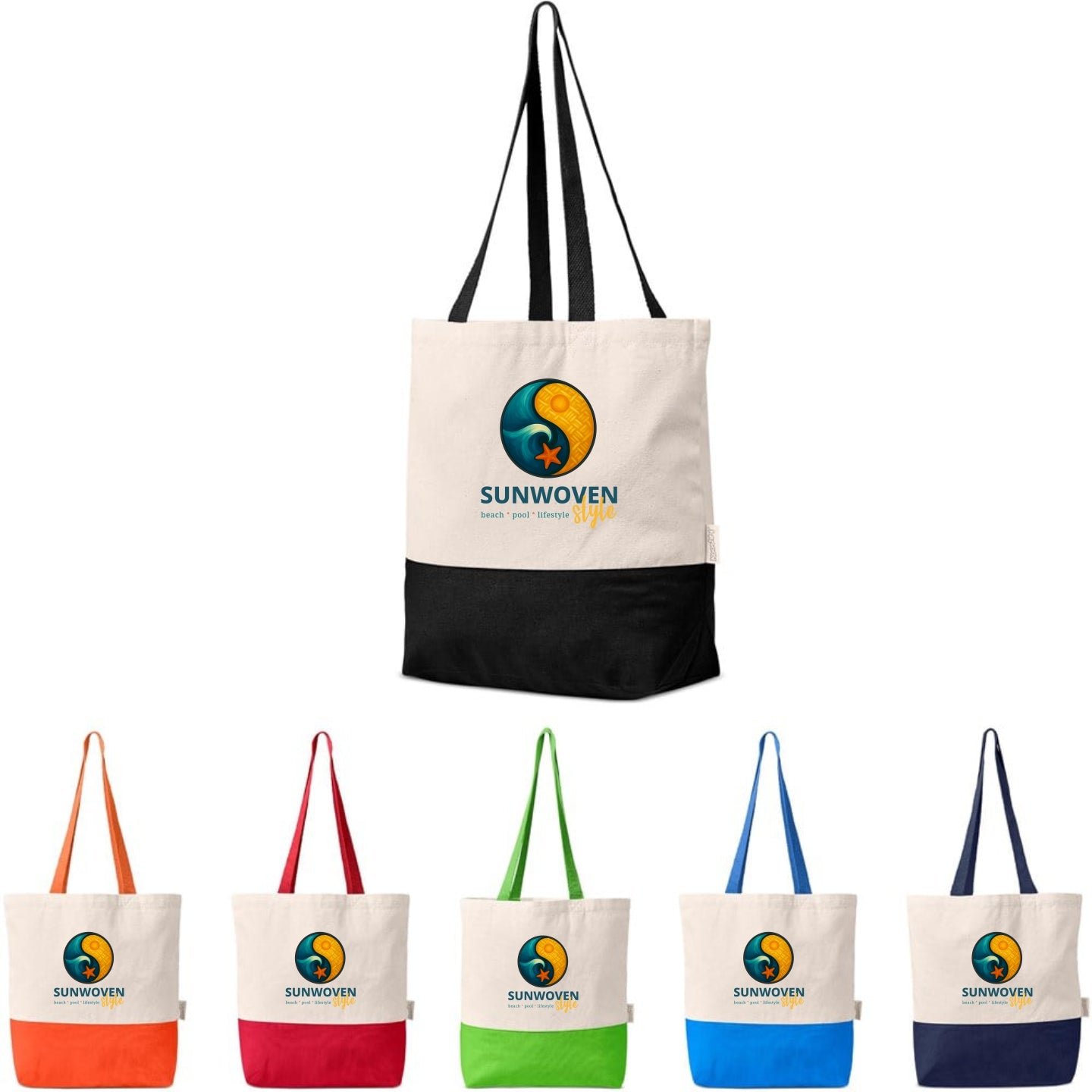 Colourblock Cotton Beach Bag