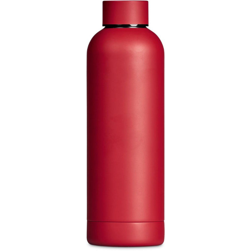 Red water bottle on a white background